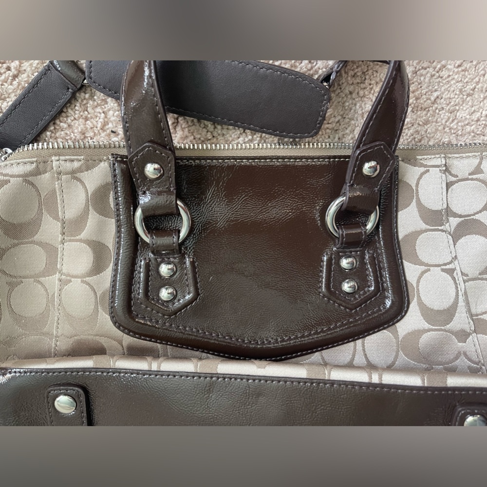 coach brown satchel tote crossbody shoulder bag - Picture 14 of 17